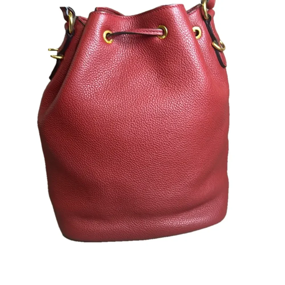 Prada Vitello Daino Rubino  Leather Bucket  Bag Shoulder Bag
